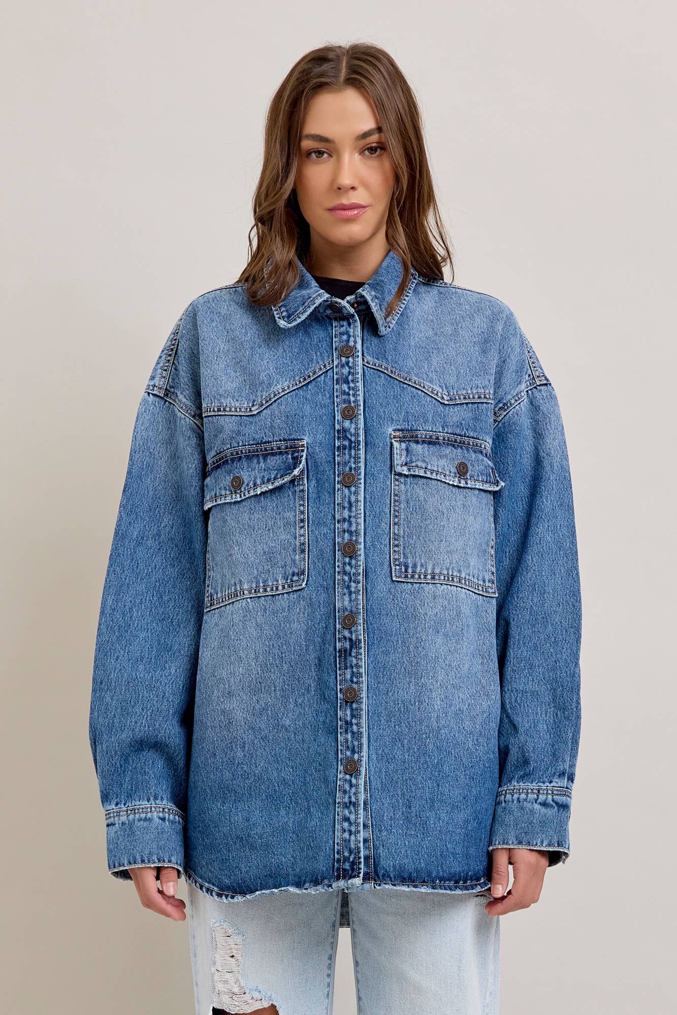 Medium Dark Classic Oversized Western Shirt