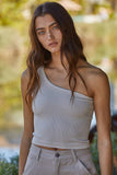 High Quality Seamless One Shoulder Ribbed Top