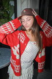 12W3463N-Oversized Graphic Casual Knit Sweater Cardigan
