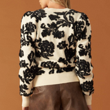 Floral Black & Ivory Knit