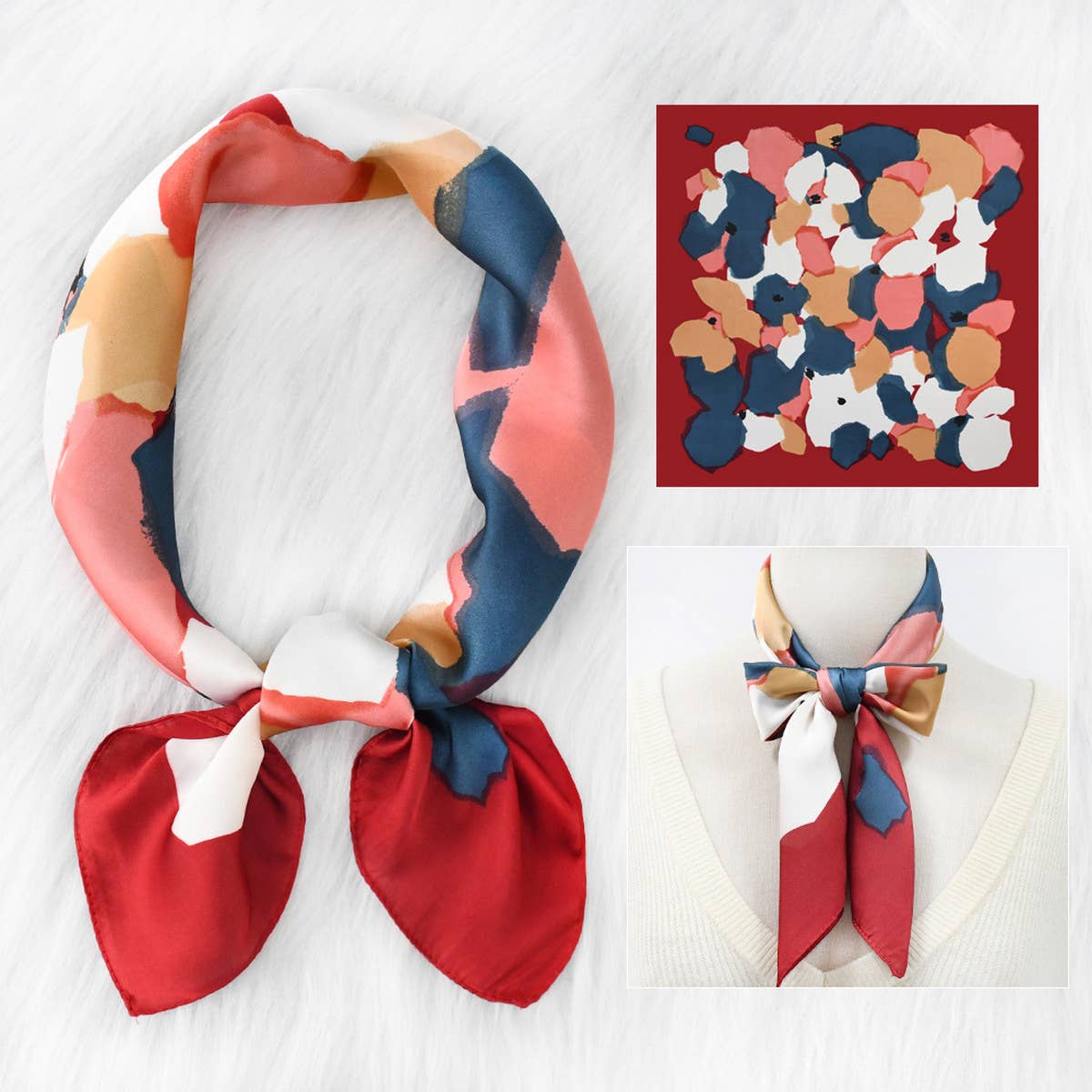 Polka Dot Satin Neck Scarf – Office & Flight Style_CWASC1157