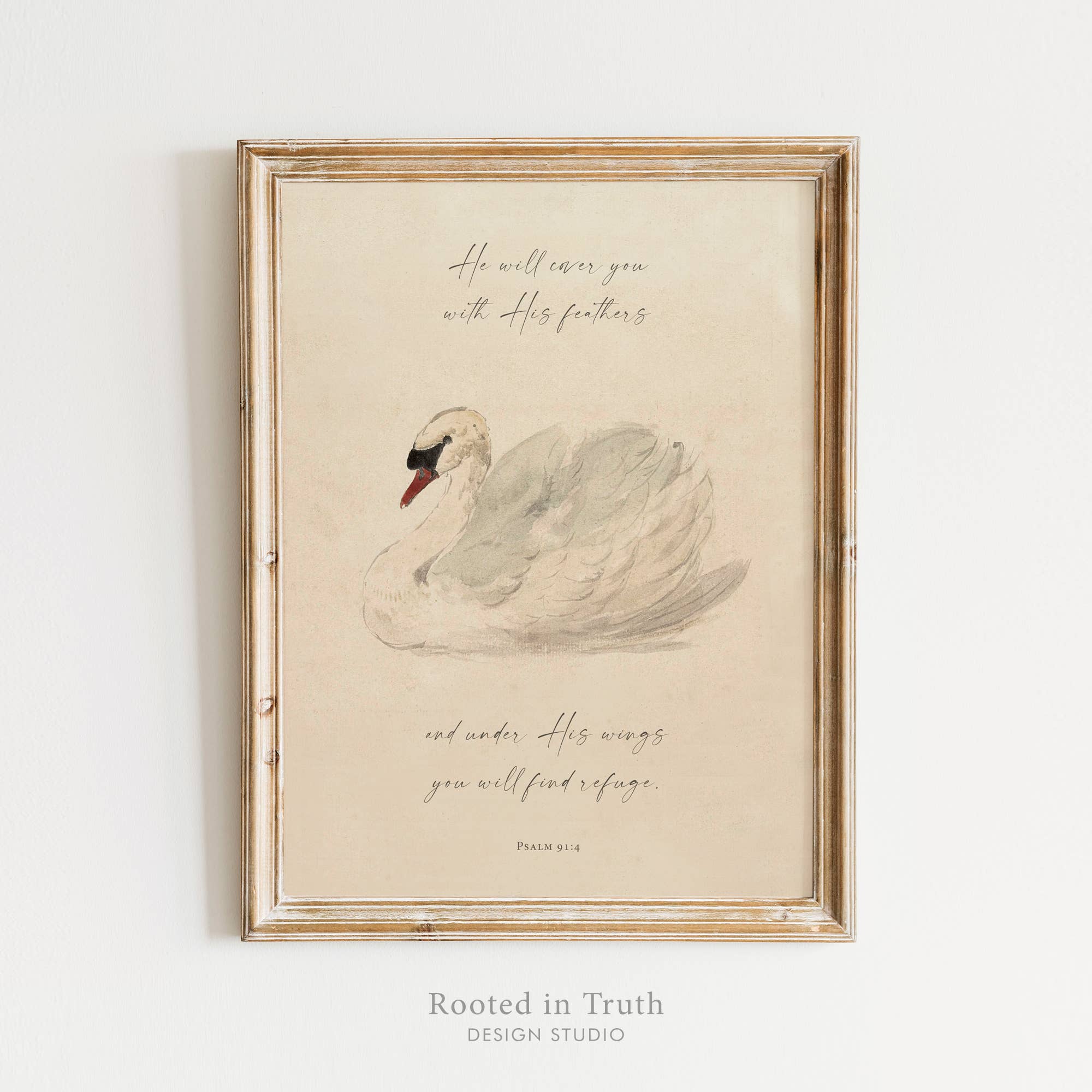 Under His Wings Wall Art Print Christian Decor: 11x14 Art Print