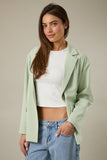 Sage Oversized Blazer with Gingham Lining