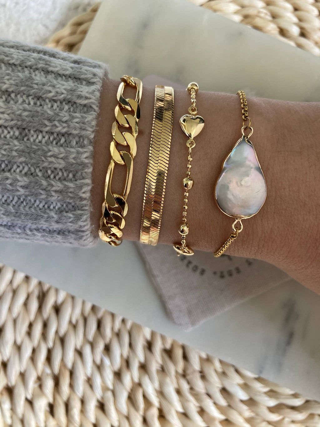 Flat Snake Chain Herringbone Bracelet 14K gold filled
