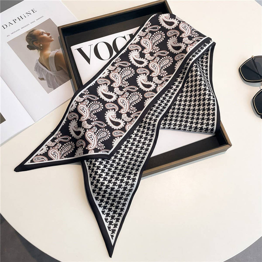 Skinny Silk Scarf for Hair, Neck or Bag Wrap_CWASC1512🎗️