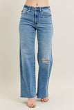 Medium Vintage Wash Wide Leg With Destroy
