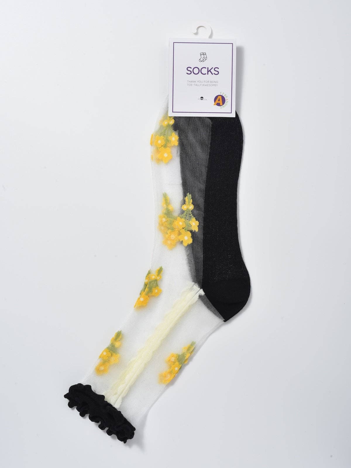 Rufia - Soft Sheer Floral Vine Crew Socks
