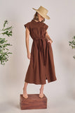 Linen Belted Midi Dress