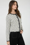 SCALLOP TRIM BUTTON DOWN X PATTERN KNIT CARDIGAN