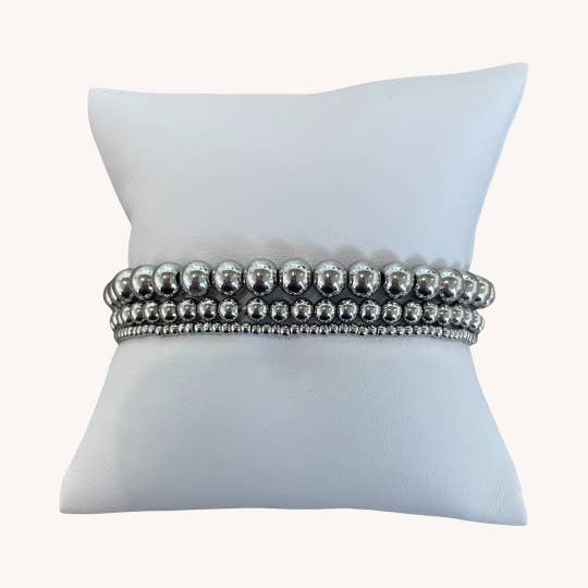Waterproof Silver Ball Bracelets- small, medium or large
