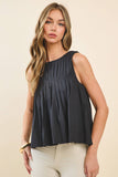 Pleated High Low Sleeveless Top