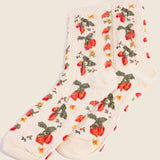 Strawberries And Cream Embroidered Socks