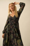 Floral-Print Smocked Sweetheart Maxi Peasant Dress
