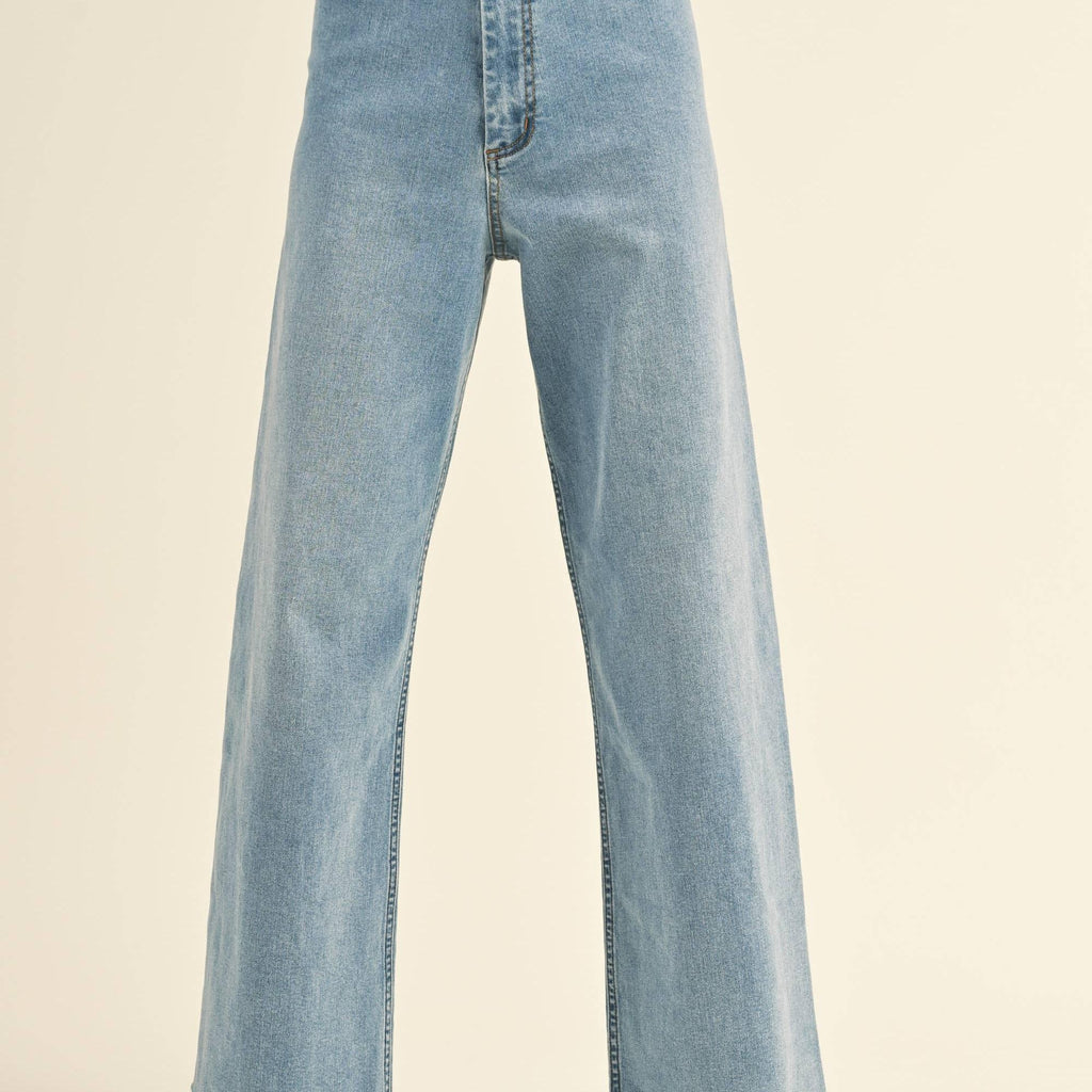 STRAIGHT WIDE LEG DENIM PANTS