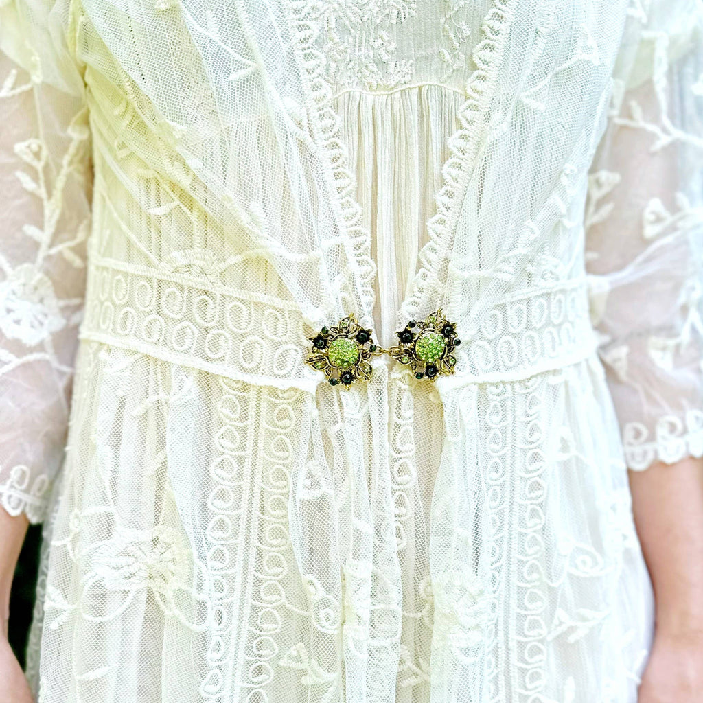 Green & Gold Cinch Clip, Gilded Sweater Clasp KardiKlip
