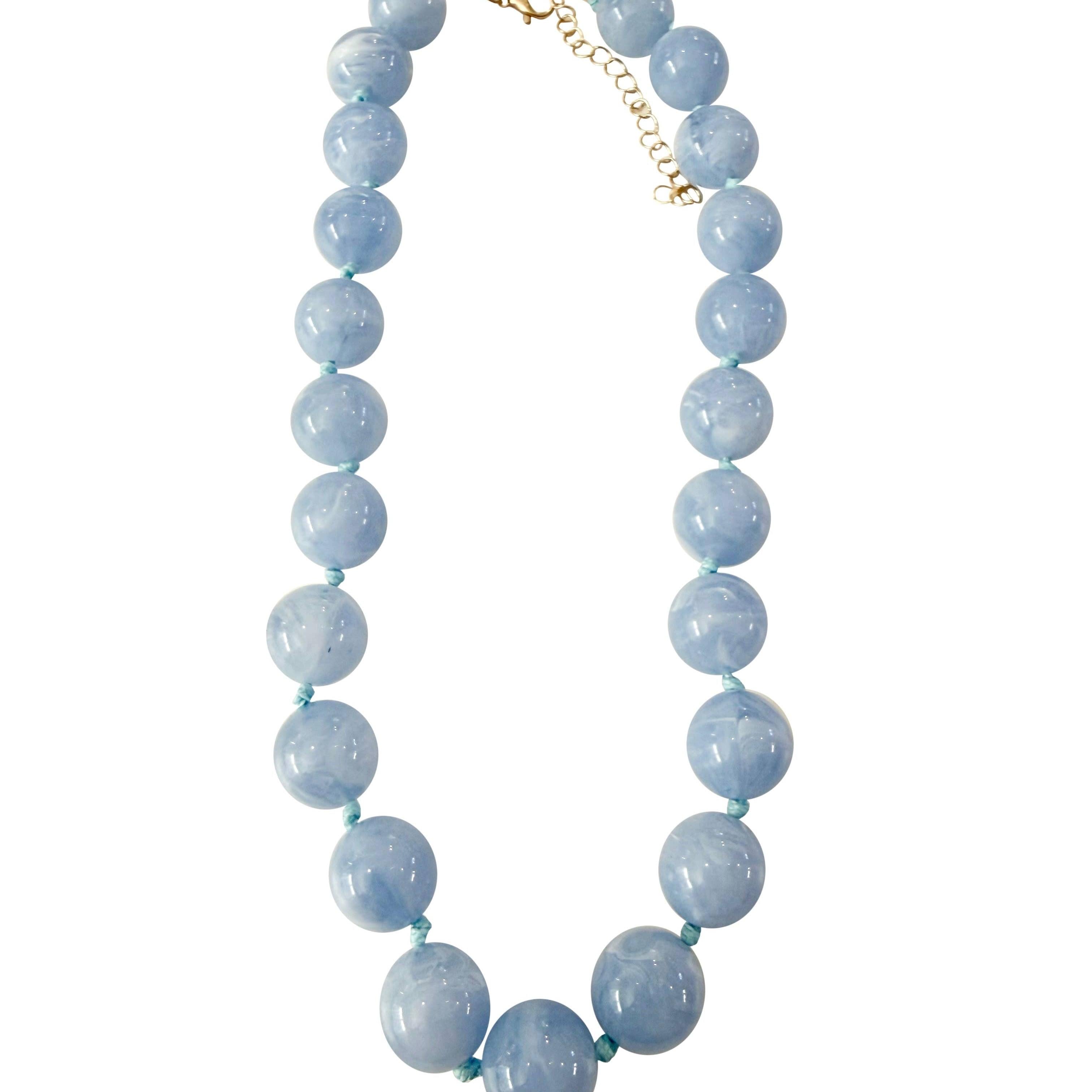 Mabry Chunky Beaded Necklace- Light Blue