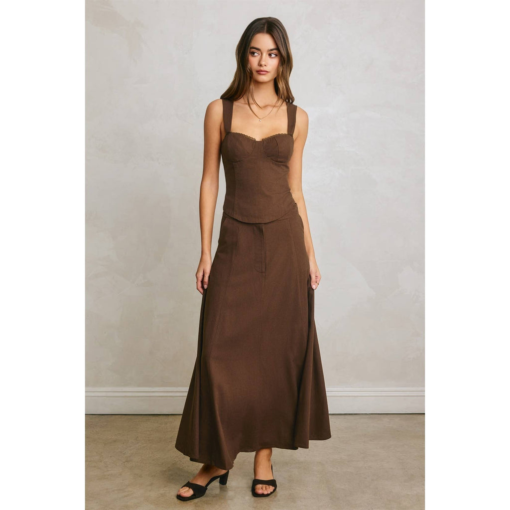 Linen Flared Maxi Skirt