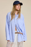 Open-Pack Oversized Gingham Button Down Shirt
