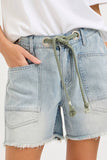 Barrel Jean Shorts with Rope Belt