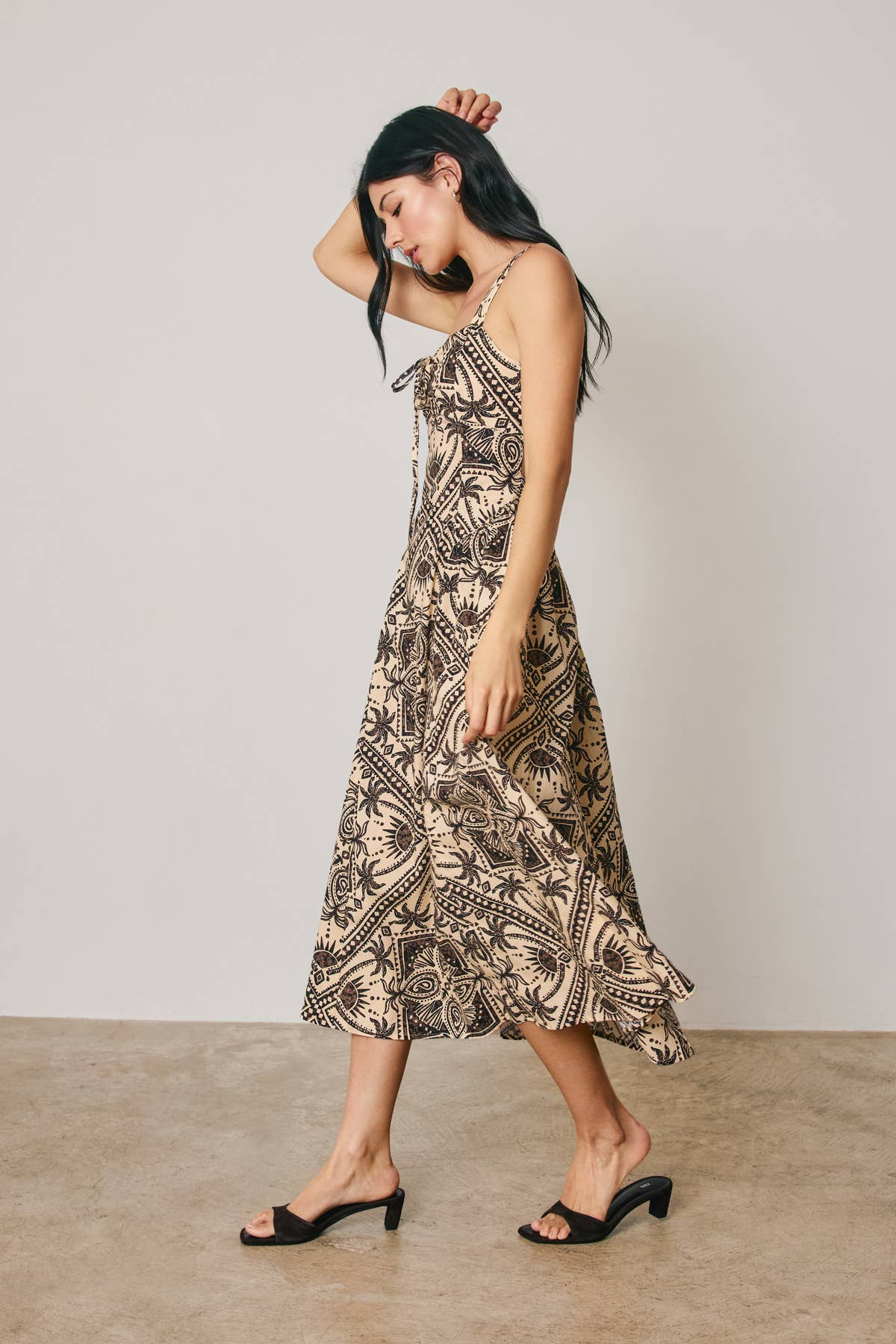 Florence Scarf Ruched Cutout Midi Dress
