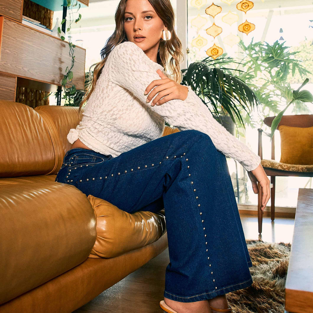 Stud Wide Leg Jeans