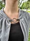 Cinch Clip for Clothes Black w/ Silver Leather Scarf Clasp