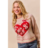 Big Valentine Heart Coquette Crop Sweater