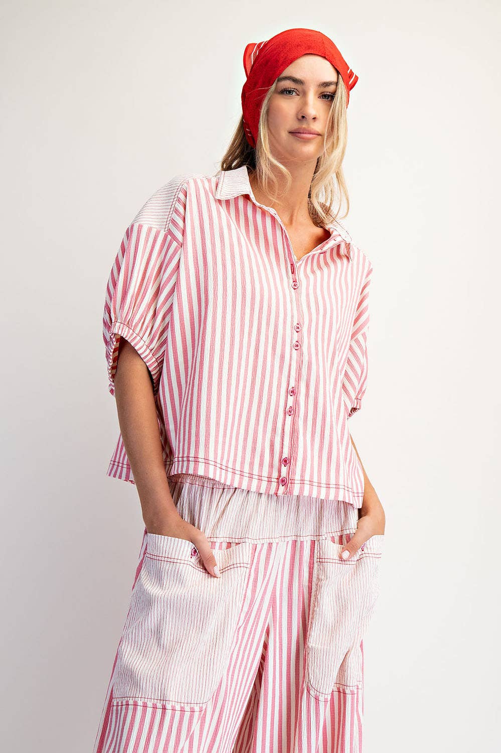 BOXY STRIPED BUTTON DOWN SHIRTS