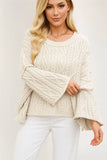 Chunky Cable Knit Wide-Sleeve Sweater