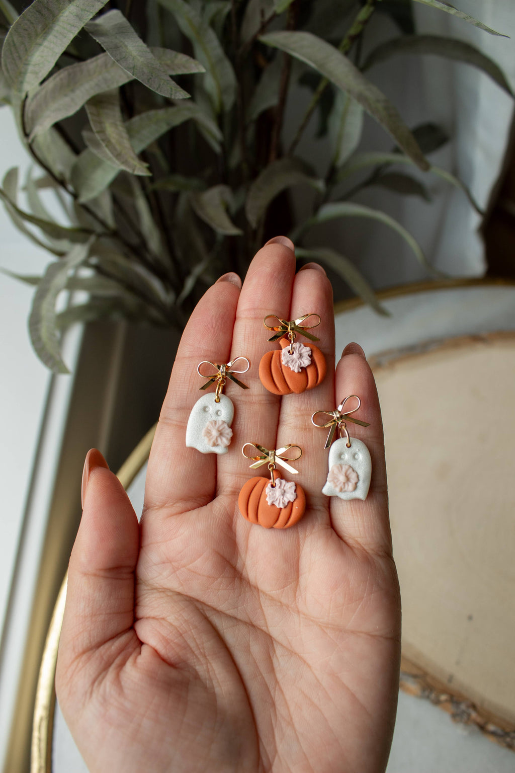 Fall Bow Pumpkin Dangles