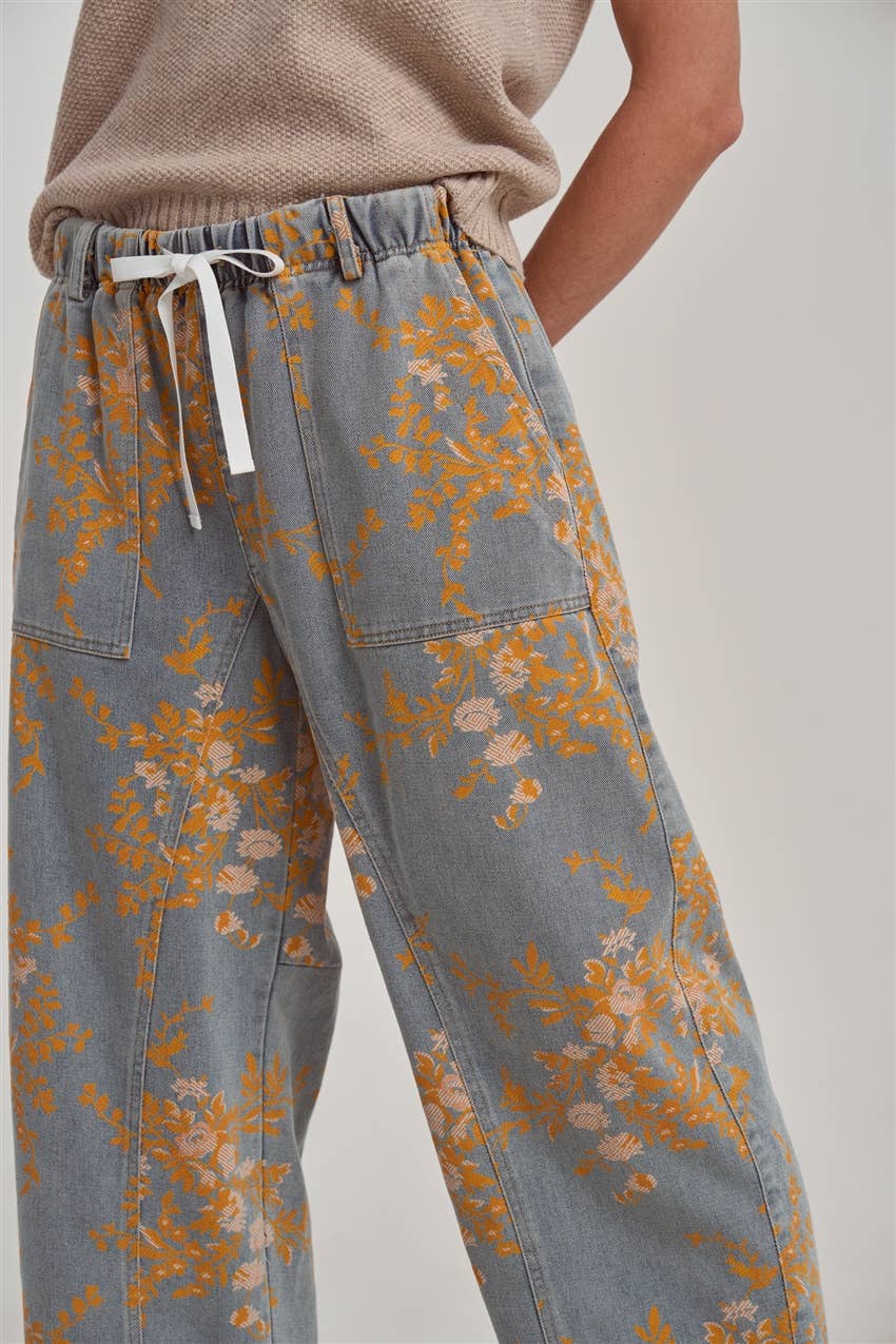 MID RISE RELAXED FIT FLORAL DENIM JEANS