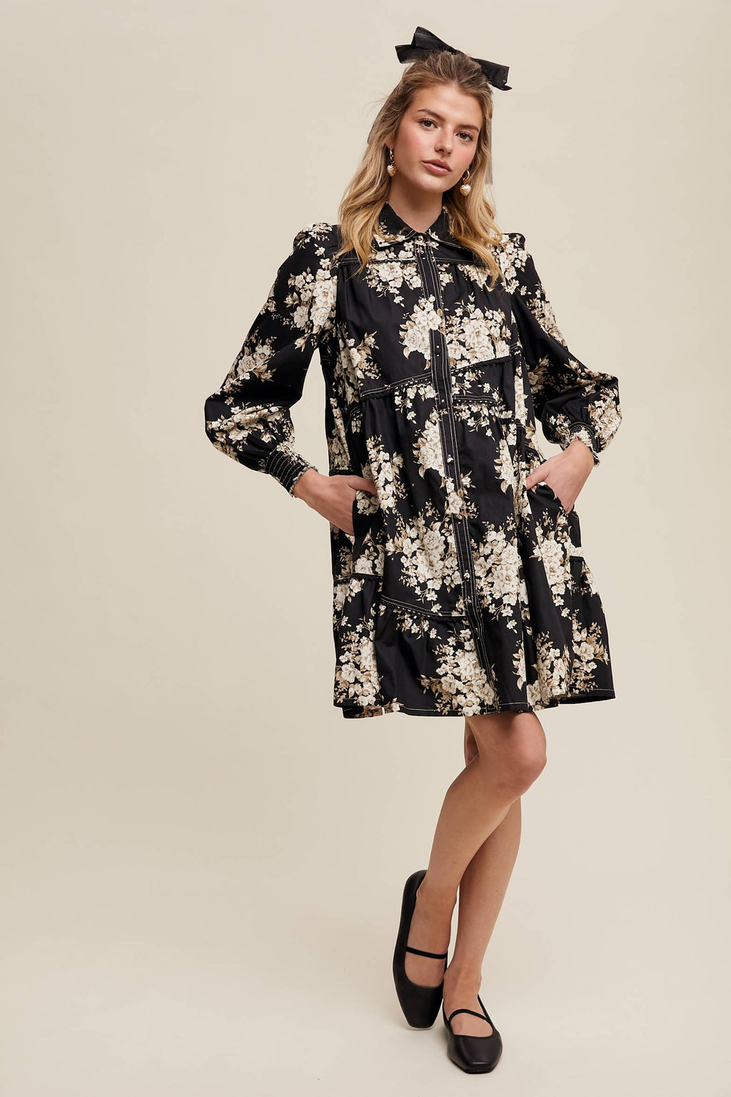 Floral Tiered Shirt Dress- CLEARANCE