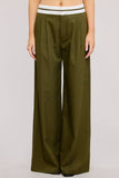Minimalistic Contrast Waistband Pleated Trouser Pants