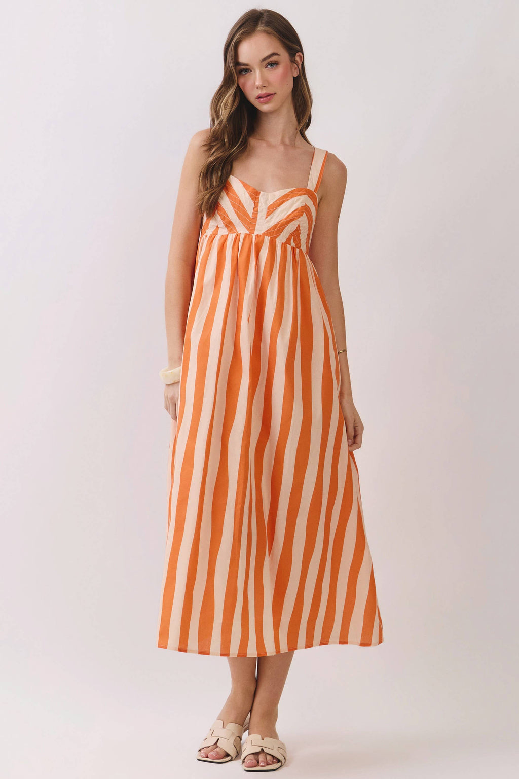 Emily Stripe Empire Waist Midi Dress