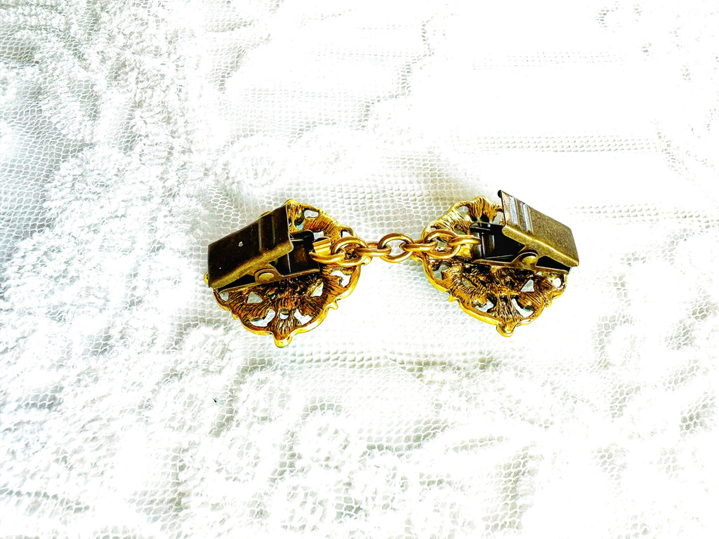 Blue & Gold Cinch Clip, Gilded Sweater Clasp KardiKlip