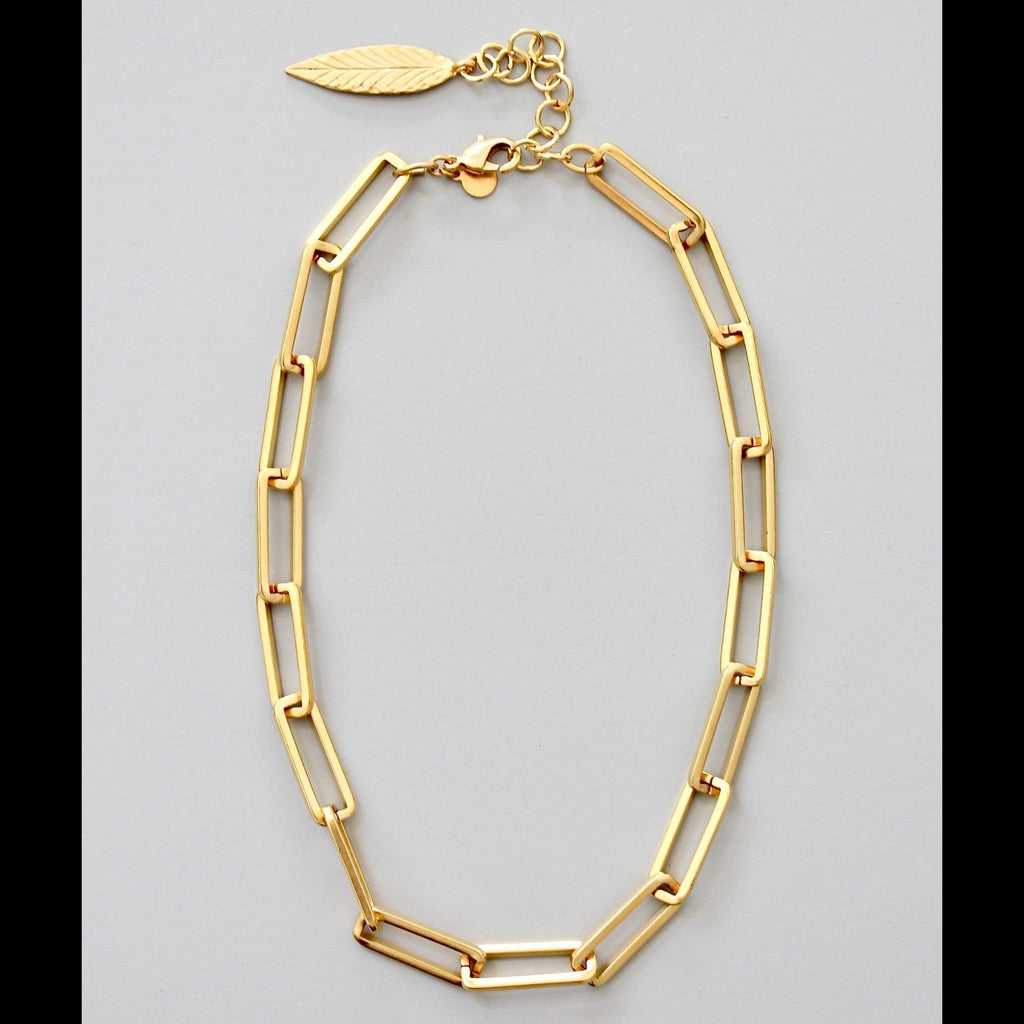 18k matte gold paperclip chain necklace