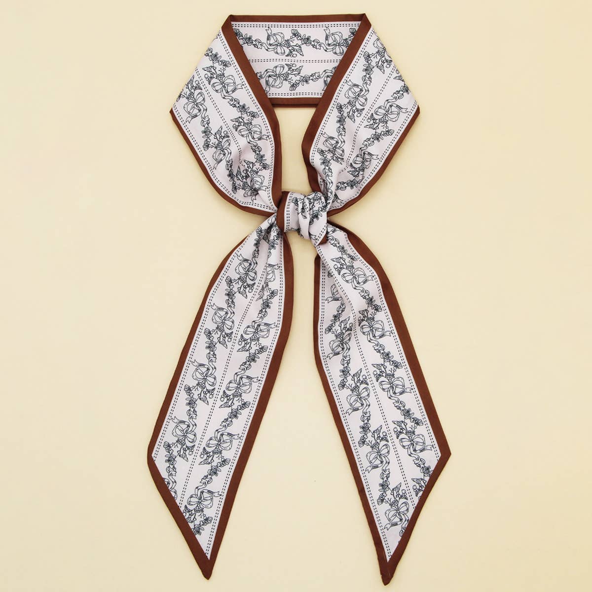 Floral and Ribbon Silk Scarf