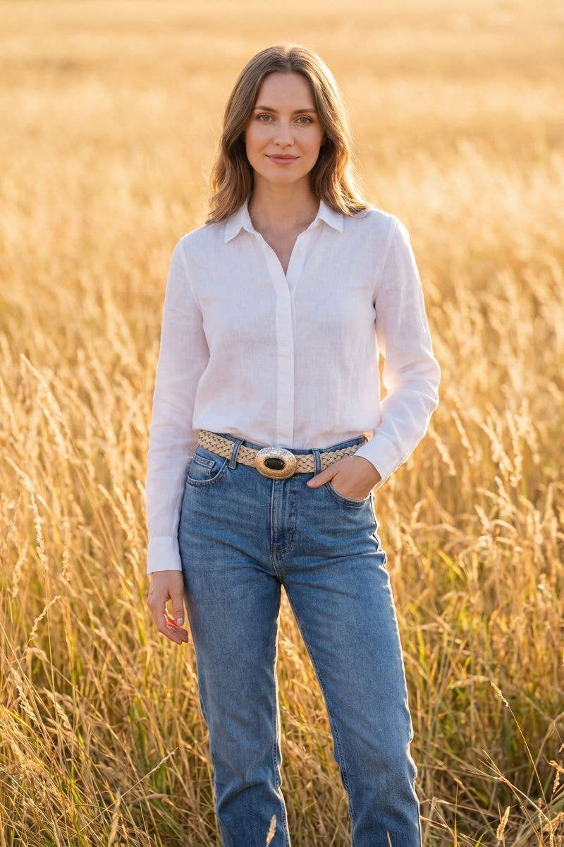 Mercury Narrow White Leather Belt