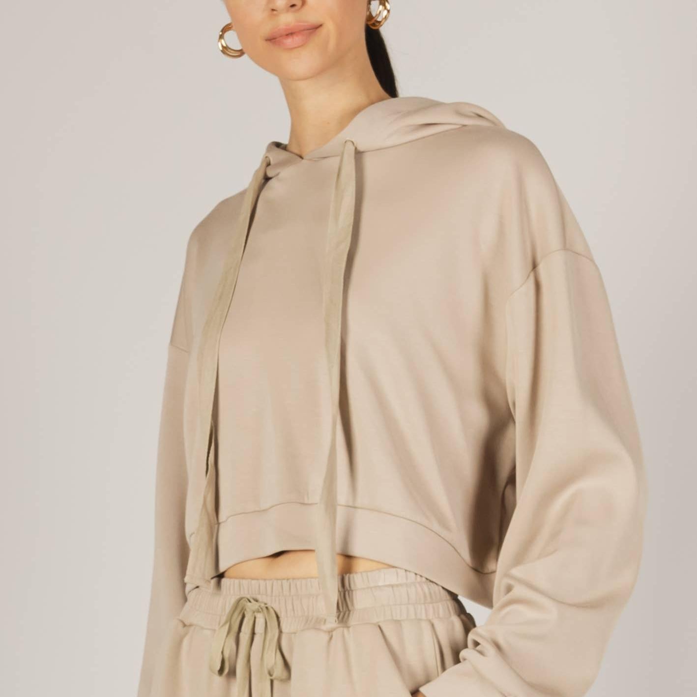 Cropped Scuba Modal Hoodie