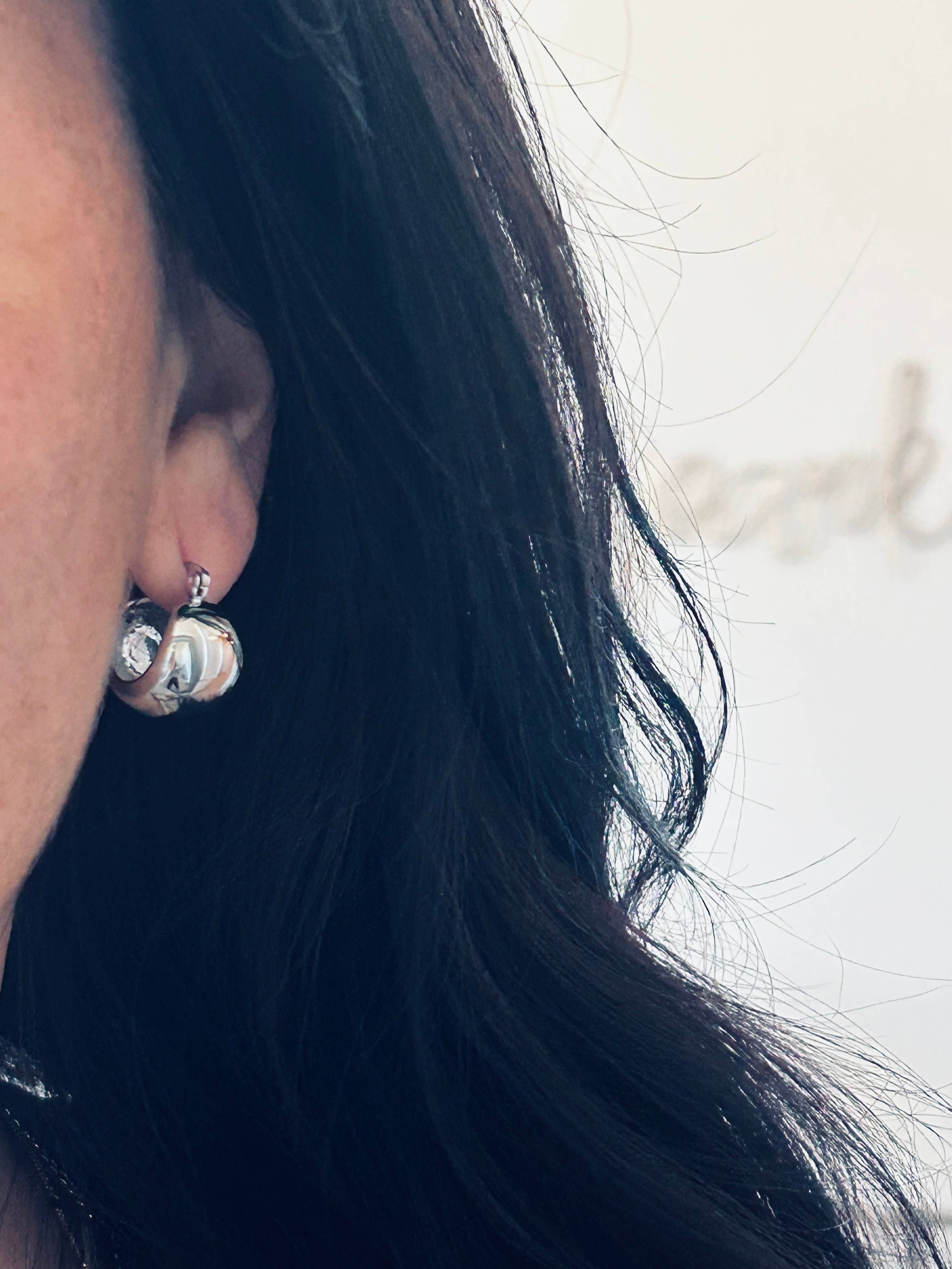 Hoop earrings rhodium plated thick hoop earrings chunky