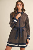 STRIPED BUTTON DOWN BELTED MINI DRESS MDR4225