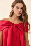 Holiday Bow Off The Shoulder Top