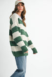Oversized Striped Green & Lavender Sweater