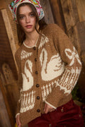 Swan Jacquard Cardigan