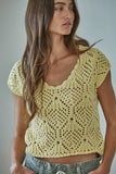 Crochet Cotton V-Neck Sweater Top