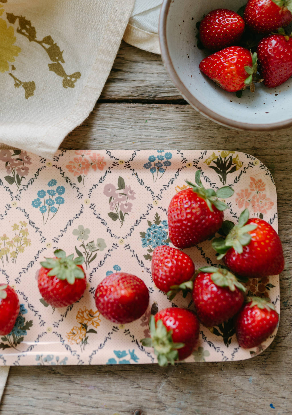 Trellis Tray | Floral Pattern Wooden Serving Trinket Tray
