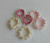 Pink Textured Seamless Pearl Hair Ties (Set of 6)