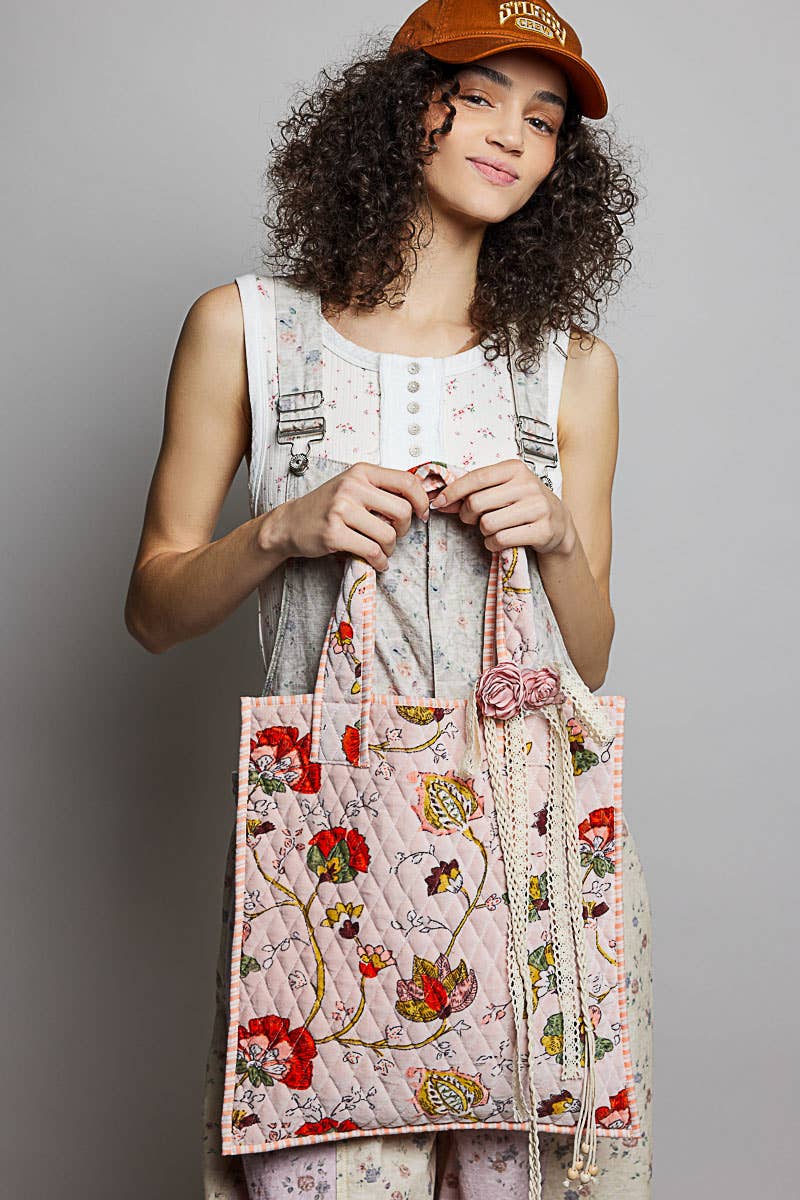 Everyday Quilted Striped Tote Bag