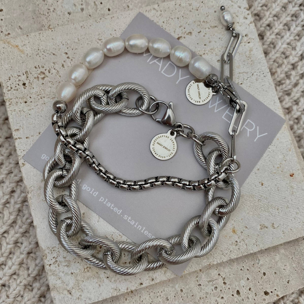 Cable Links Silver Chunky Bracelet stainless steel