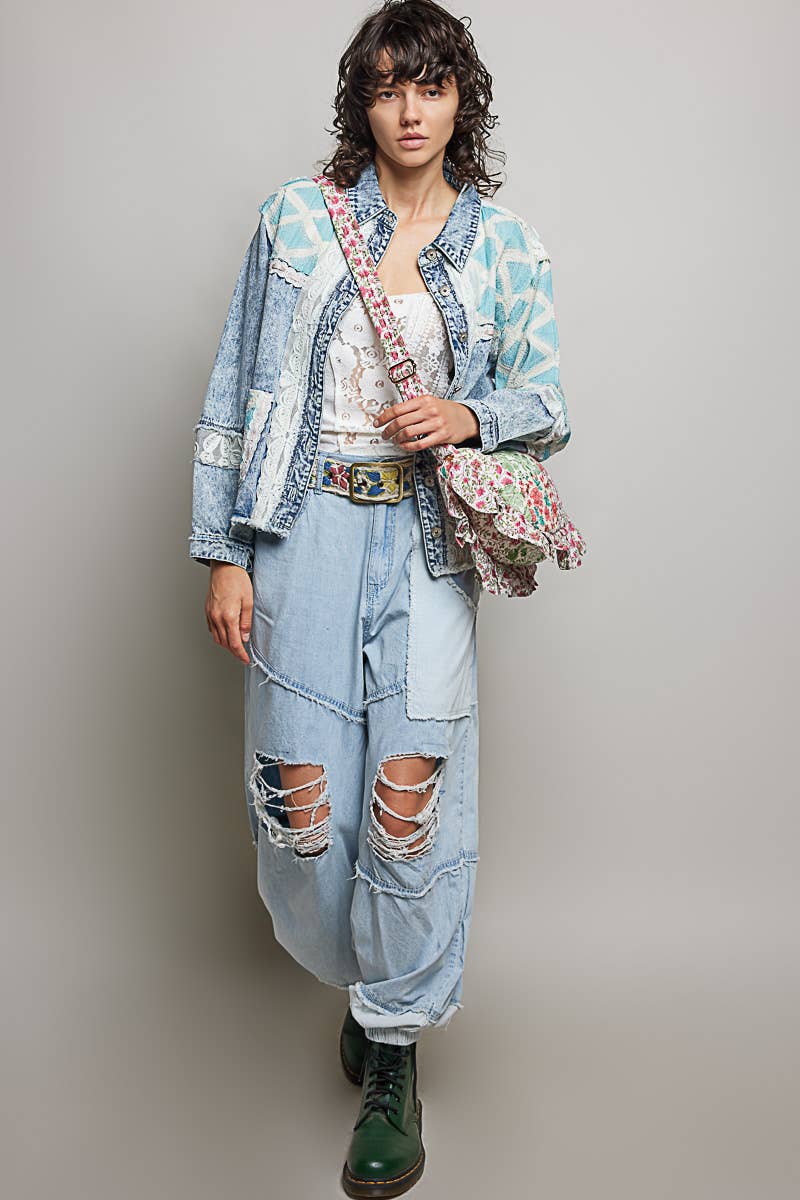 Half Moon Quilted Floral Ruffle Crossbody Bag
